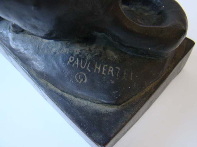 A pair of German Shepherd bookends by Paul Herzel circa 1928 — image 3